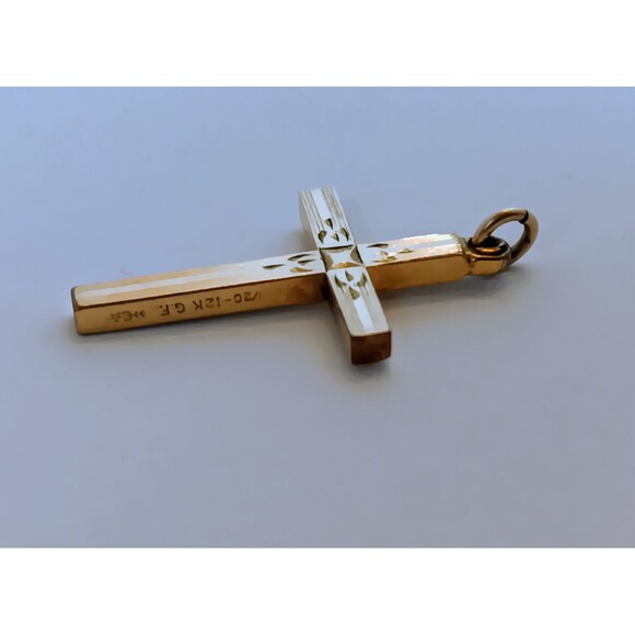 Vintage Carl-Art Signed 1/20 12 K GF Cross Pendant 1 in - Picture 4 of 8
